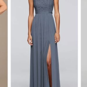 Elegant Gray Lace Evening Gown